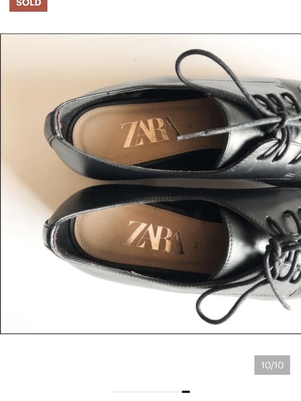 Zara Cap-toe Black Leather Lace-Up Derby Shoes